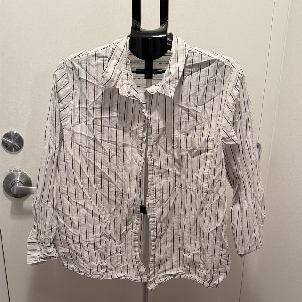 H&M White Striped Button Down Shirt
